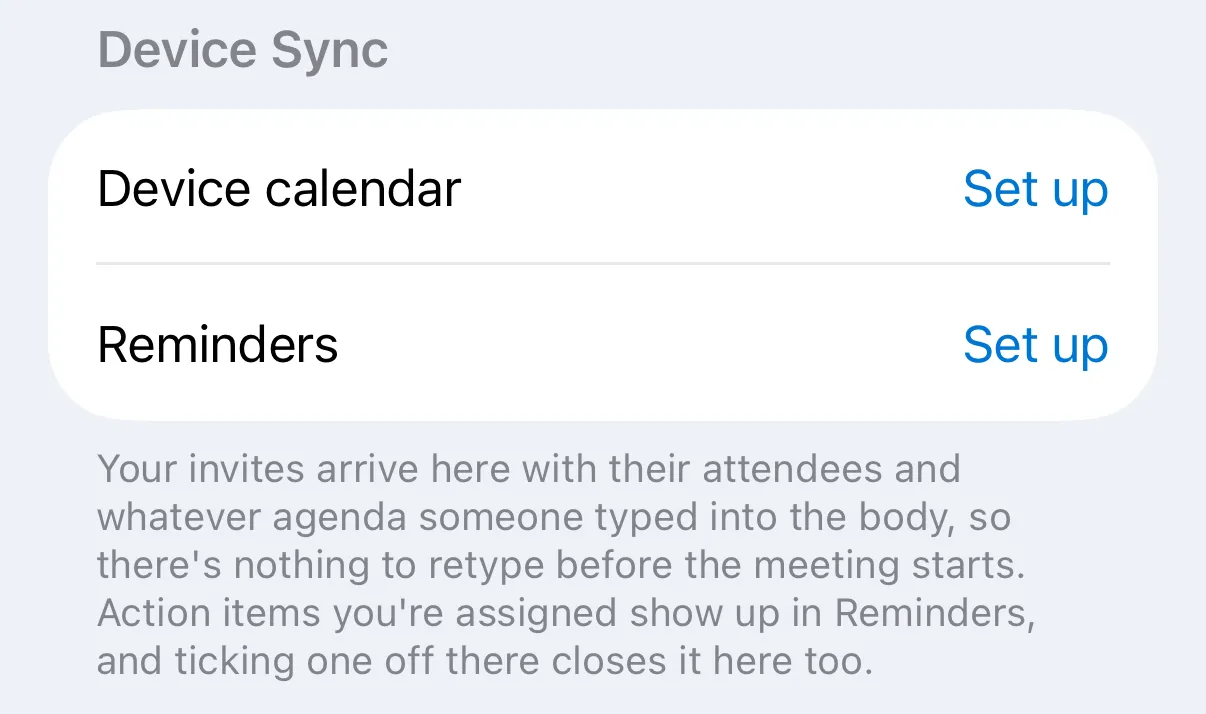The Device Sync section of the Settings tab
