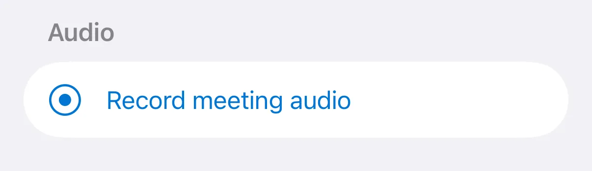 The Record meeting audio button in a meeting’s More tab