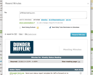 add attendees to meeting minutes